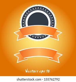 Orange color ribbons and labels, vector illustration 