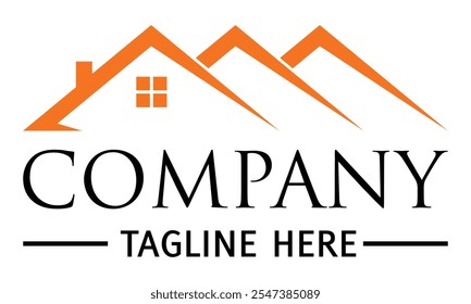 Orange Color Roof Home Logo Design