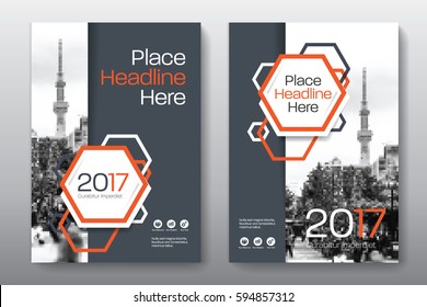 Orange Color Scheme with City Background Business Book Cover Design Template in A4. Can be adapt to Brochure, Annual Report, Magazine,Poster, Corporate Presentation, Portfolio, Flyer, Banner, Website