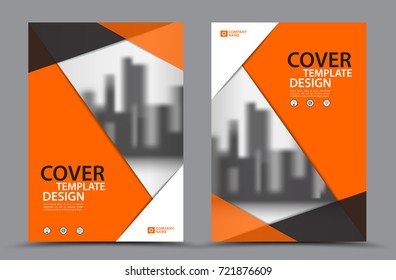 Orange Color Scheme with City Background Business Book Cover Design Template in A4. Brochure flyer layout. Annual Report. Magazine. Poster. Presentation. Portfolio. Banner. leaflet.