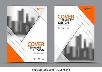 Orange Color Scheme with City Background Business Book Cover Design Template in A4. Brochure flyer layout. Annual Report. Magazine. Poster. Presentation. Portfolio. Banner. leaflet.