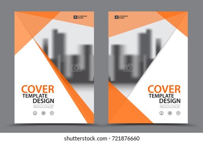 Orange Color Scheme with City Background Business Book Cover Design Template in A4. Brochure flyer layout. Annual Report. Magazine. Poster. Presentation. Portfolio. Banner. leaflet.