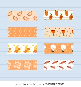 orange color series decorative washi tape collection set