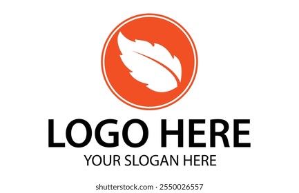 Diseño de logotipo biológico de hoja de círculo simple de color naranja