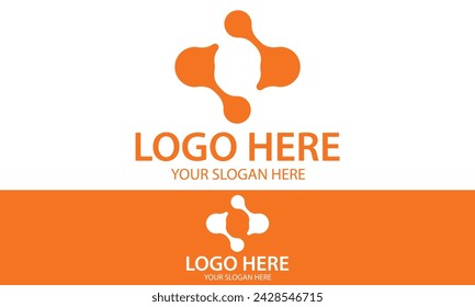 Orange Color Simple Connect Dot Logo Design