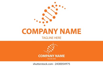 Orange Color Simple Line Art DNA Logo Design