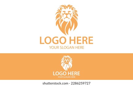 Orange Color Simple Lion Head logo Design