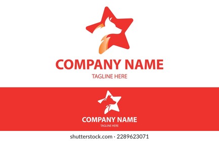 Orange Color Star with Dog Head Logo Design