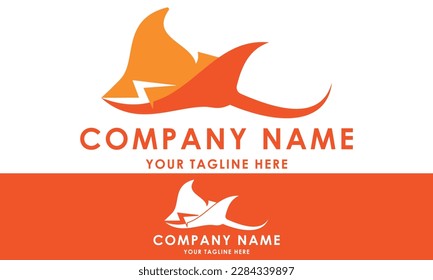 Orange Color Stingray Fish Home Logo Design