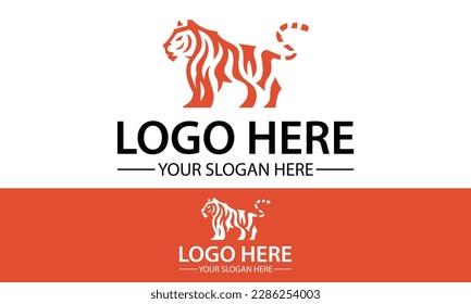 Orange Color Strip Tiger Logo Design