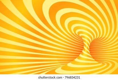 Orange color striped swirl - vector optical illusion