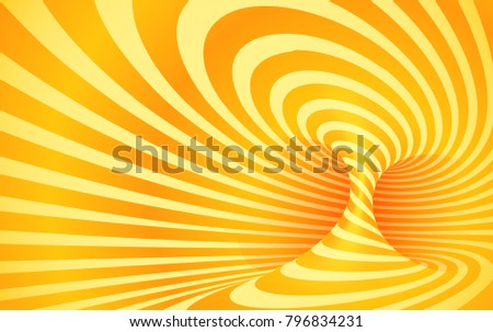 Orange color striped swirl - vector optical illusion