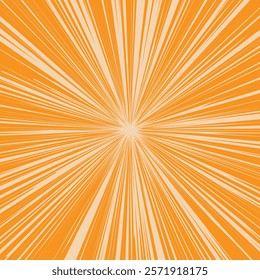 Orange color sunlite sunbrust. Vivid color pop concentrated line background. Striped digital background. EPS vector illustration