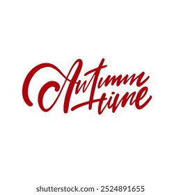 Orange color text Autumn Time, perfect for seasonal designs and promotional materials on white background.