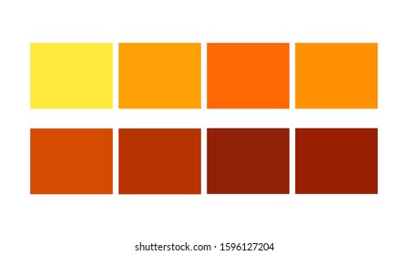 Orange Color tile illustration Shade and Ligths palette for cartoon design. Template to pick color swatches. 
