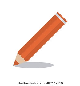 Orange color tool icon. Pencil draw school and instrument theme. Colorful design. Vector illustration