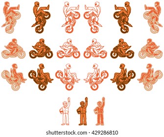 An orange color variations set at the motorcycle of Street Fighter type.