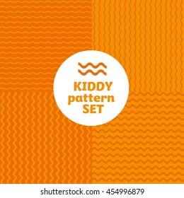 orange color wave simple bright color pattern motif for kids. vector background with geometry shape.