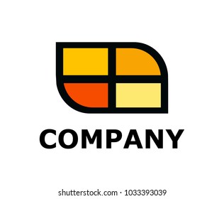 orange color window button silhouette logo design idea illustration concept