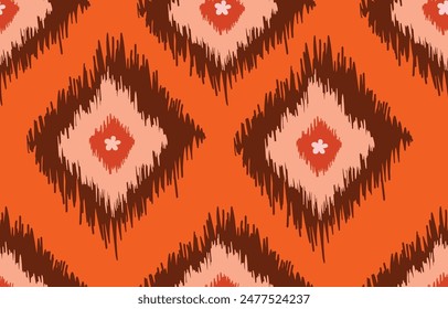 Orange color zigzag hand woven fabric  seamless pattern