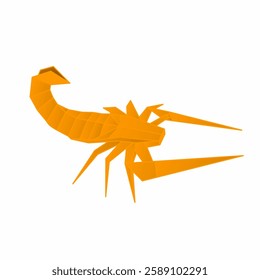 orange colored 3d origami paper vector image and white background 