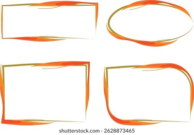 orange colored abstract irregular curved art frames set