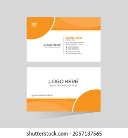 orange colored double sided vector business card design for any kind of use