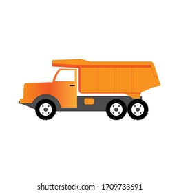 Orange Colored Dump Truck Vector Illustration.