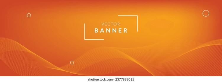 Orange colored fall banner design template with wavy lines