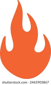 Orange colored Fire Flame Silhouette Icon