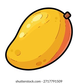 Ilustración de Arte vectorial de mango de color naranja con un mango tropical fresco y maduro, diseñado en un estilo limpio y moderno.