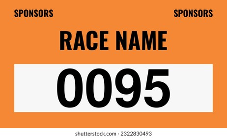 Orange colored marathon number bib isolated on white.