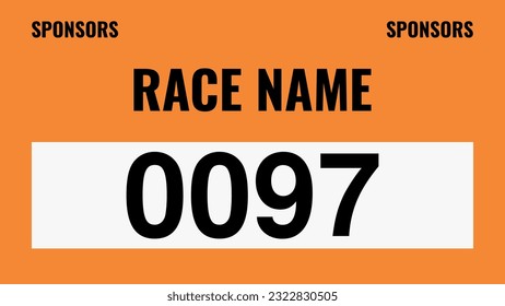 Orange colored marathon number bib isolated on white.