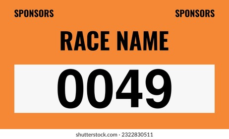 Orange colored marathon number bib isolated on white.