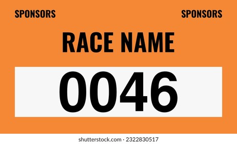 Orange colored marathon number bib isolated on white.