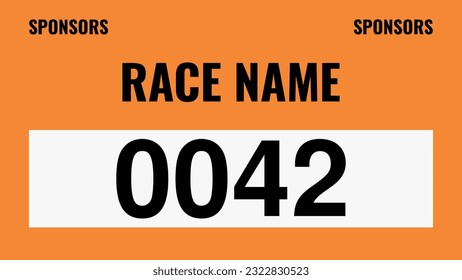Orange colored marathon number bib isolated on white.