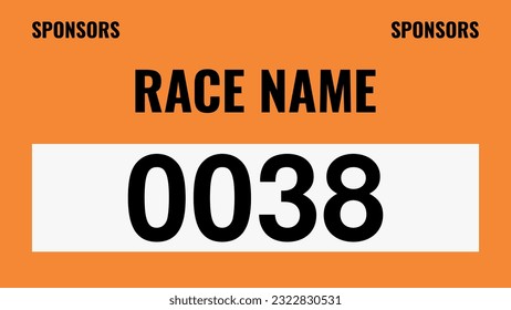 Orange colored marathon number bib isolated on white.