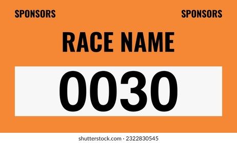 Orangefarbenes Marathon-Zahlenbib einzeln auf Weiß.