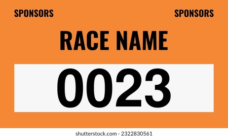 Orange colored marathon number bib isolated on white.