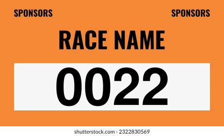 Orange colored marathon number bib isolated on white.