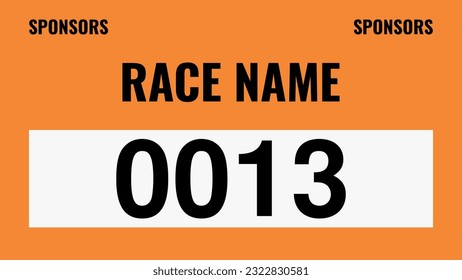 Orange colored marathon number bib isolated on white.