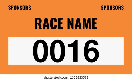 Orange colored marathon number bib isolated on white.