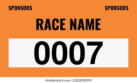 Orange colored marathon number bib isolated on white.