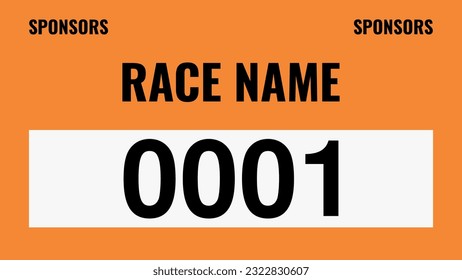 Orange colored marathon number bib isolated on white.