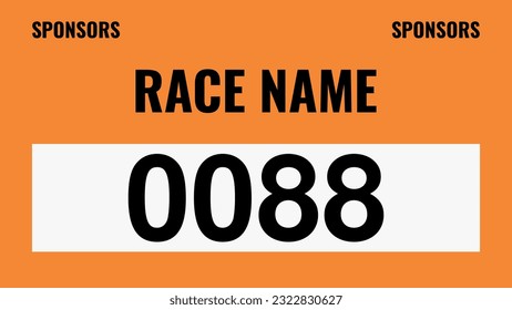 Orange colored marathon number bib isolated on white.