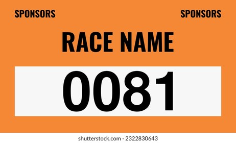 Orange colored marathon number bib isolated on white.
