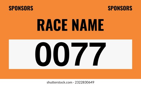 Orange colored marathon number bib isolated on white.