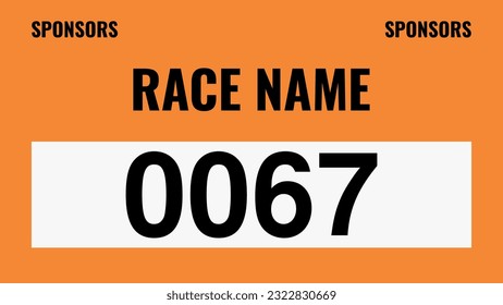 Orange colored marathon number bib isolated on white.