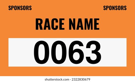 Orange colored marathon number bib isolated on white.