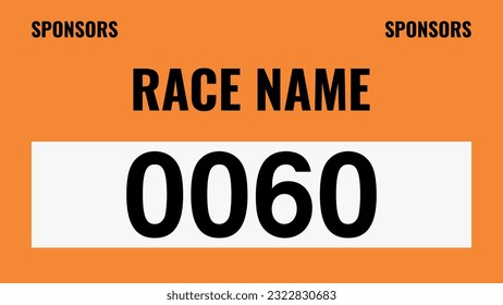 Orange colored marathon number bib isolated on white.